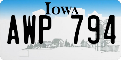 IA license plate AWP794
