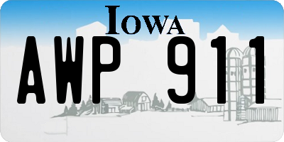 IA license plate AWP911