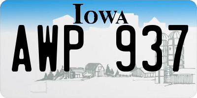 IA license plate AWP937