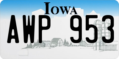 IA license plate AWP953