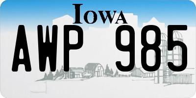 IA license plate AWP985