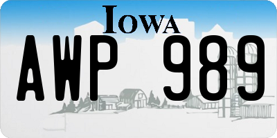 IA license plate AWP989