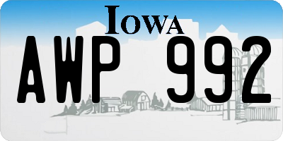 IA license plate AWP992