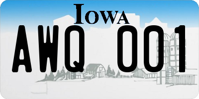 IA license plate AWQ001