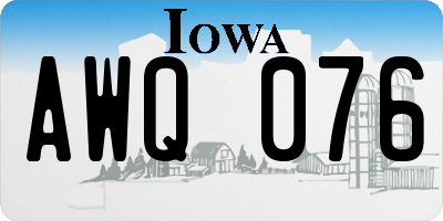 IA license plate AWQ076