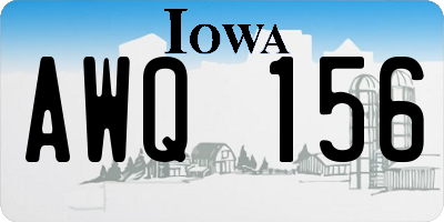 IA license plate AWQ156