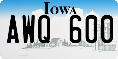 IA license plate AWQ600