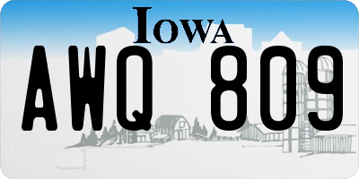 IA license plate AWQ809