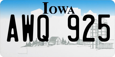 IA license plate AWQ925