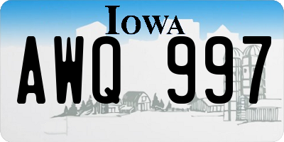 IA license plate AWQ997