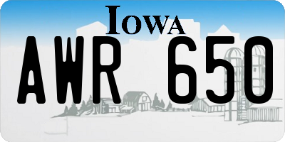 IA license plate AWR650