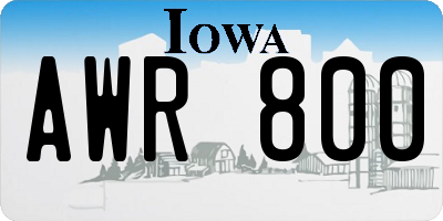 IA license plate AWR800