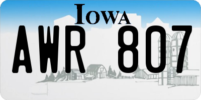 IA license plate AWR807