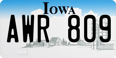 IA license plate AWR809