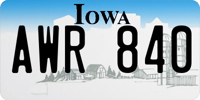 IA license plate AWR840