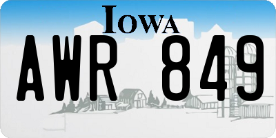 IA license plate AWR849