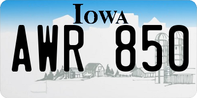 IA license plate AWR850