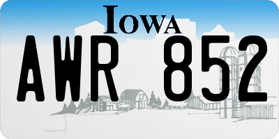 IA license plate AWR852