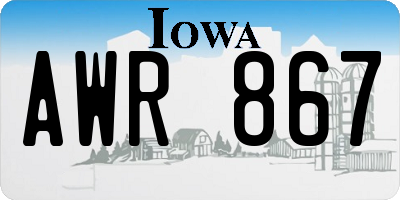 IA license plate AWR867