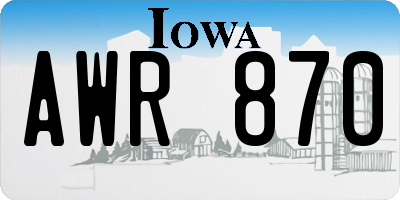 IA license plate AWR870