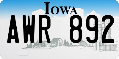 IA license plate AWR892
