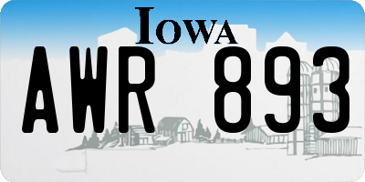 IA license plate AWR893