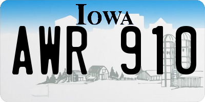 IA license plate AWR910