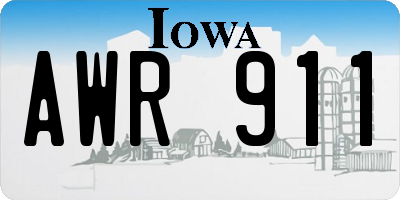 IA license plate AWR911