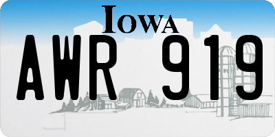 IA license plate AWR919