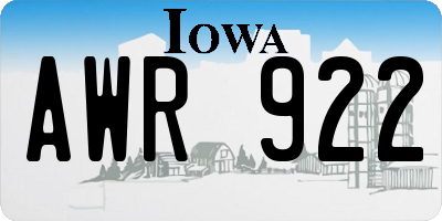 IA license plate AWR922