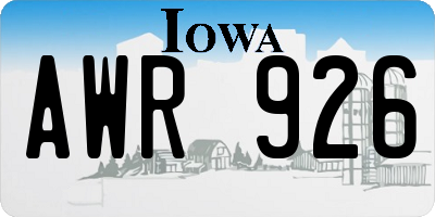 IA license plate AWR926
