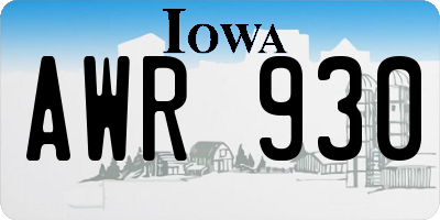 IA license plate AWR930