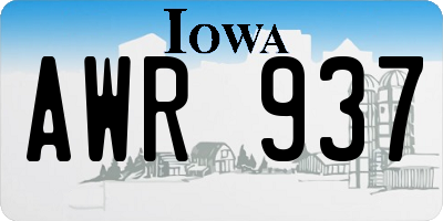 IA license plate AWR937