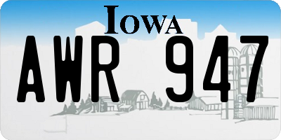IA license plate AWR947