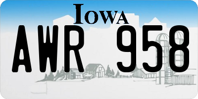 IA license plate AWR958
