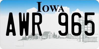 IA license plate AWR965
