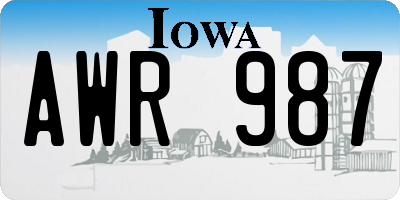 IA license plate AWR987