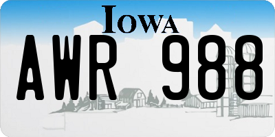 IA license plate AWR988