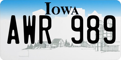 IA license plate AWR989
