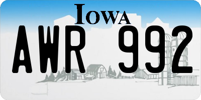 IA license plate AWR992