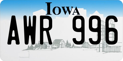 IA license plate AWR996