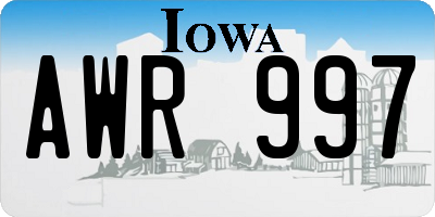 IA license plate AWR997
