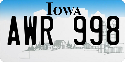IA license plate AWR998