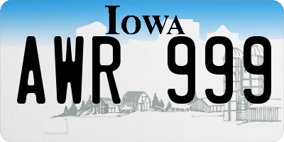 IA license plate AWR999
