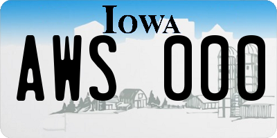 IA license plate AWS000