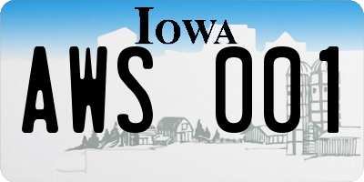 IA license plate AWS001
