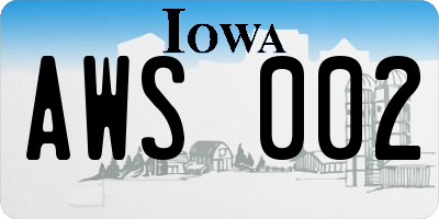 IA license plate AWS002