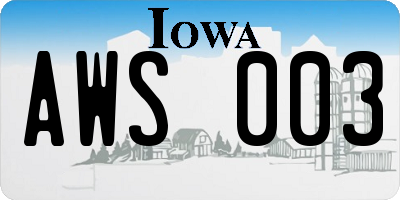 IA license plate AWS003