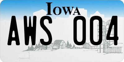IA license plate AWS004