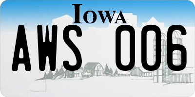 IA license plate AWS006